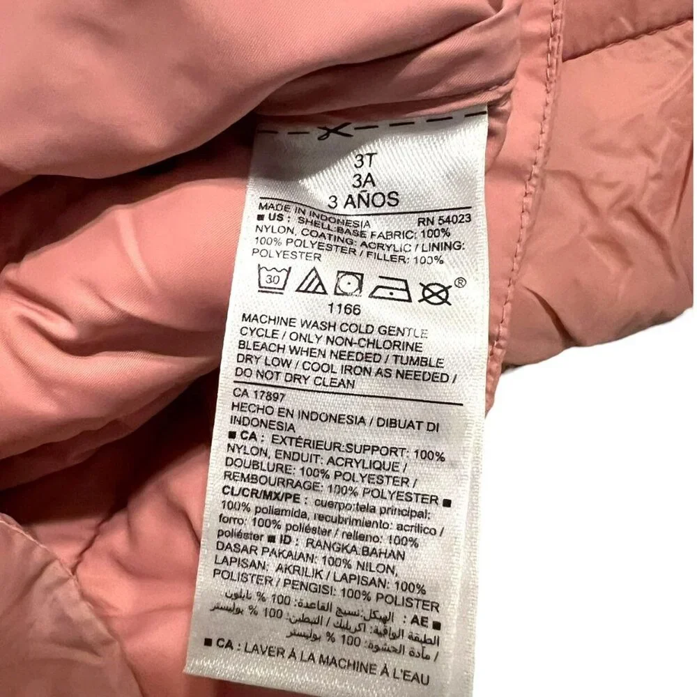 Old Navy 3T Salmon Pink Puffer Jacket Coat